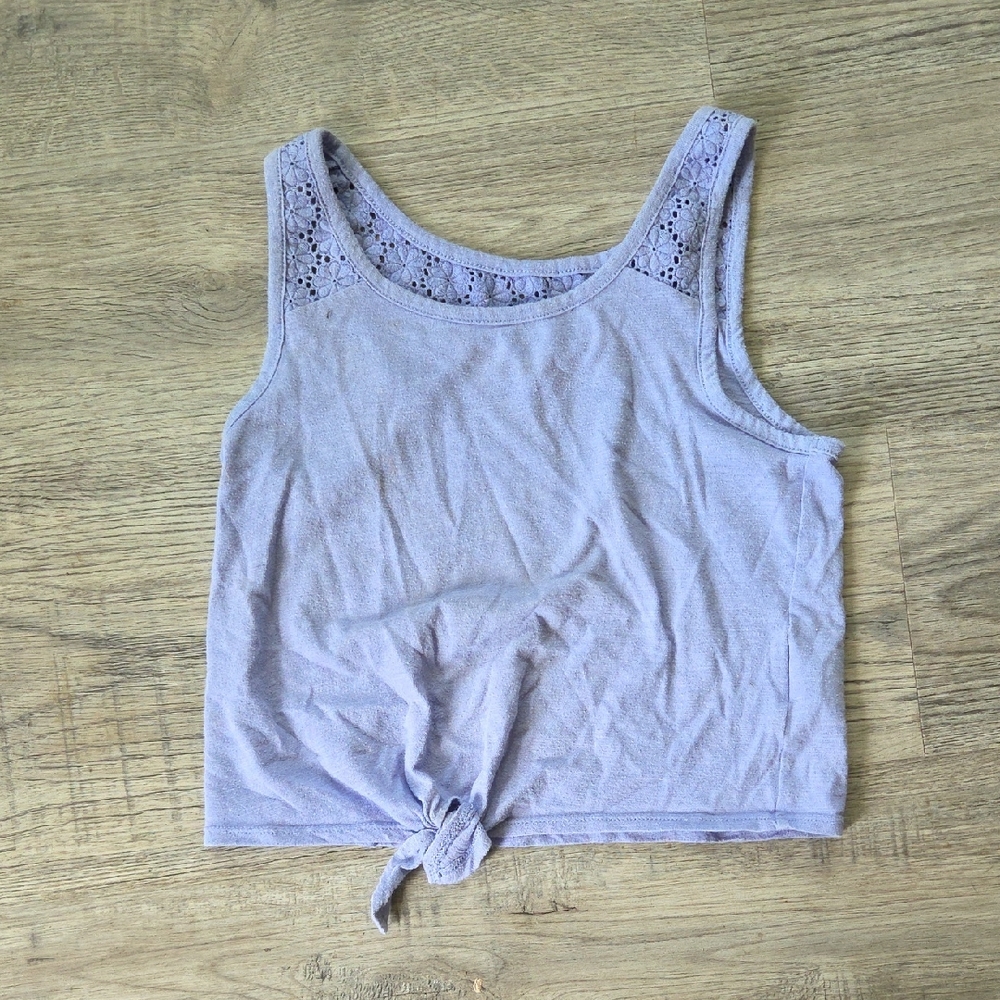 Cherokee Lavender Crop Tie Front Tank Top